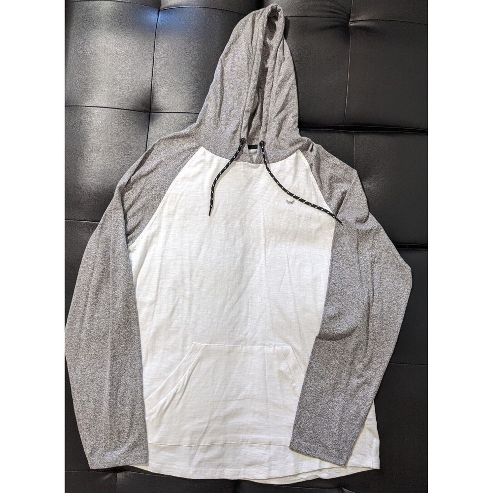 Steve's Jean Men's Pullover Sweater Hoodie Jacket Polyester White Gray‎ XL